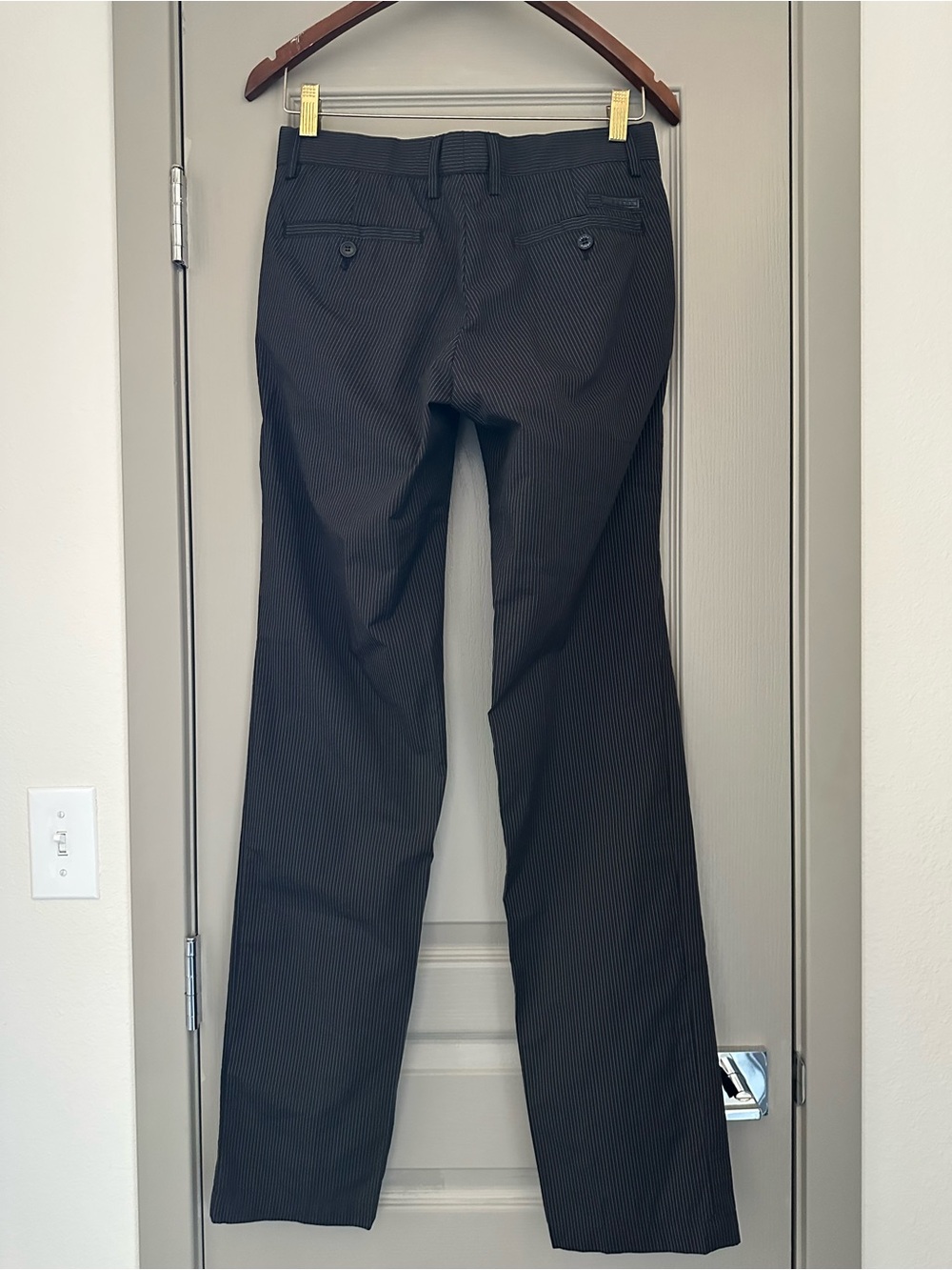 Prada Pinstripe Dress Pants Size 30 Black Slim Straight Tailored Italy NWT - Picture 6 of 16